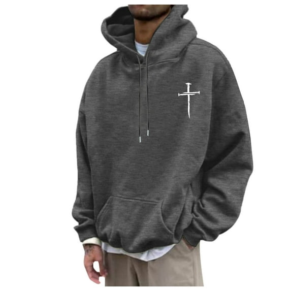 Rggeeun Mens Pullover Hoodies Men Fashion Leisure 3D Printed Pullover Long Sleeve Hooded Sweatshirt Top Hoodies Fall Winter Stylish