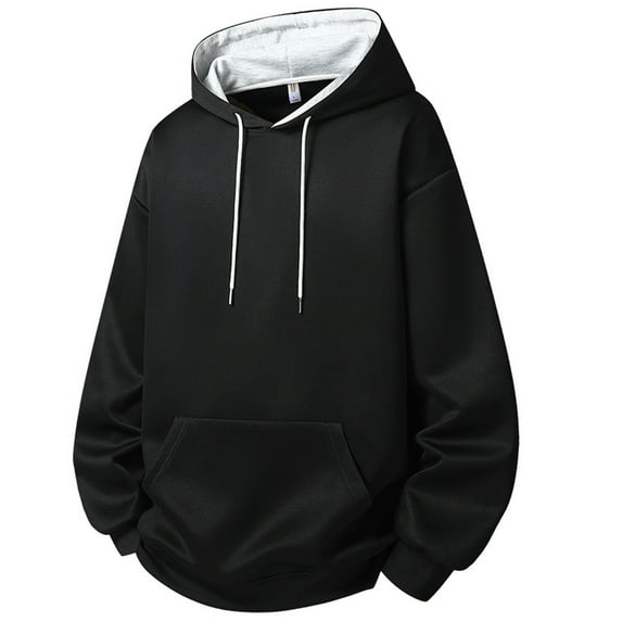 Rggeeun Mens Pullover Hoodies Men's Casual Hooded Sweatshirt Long Sleeve Pullover Comfortable Streetwear Solid Color Hoodies Fall Winter Leisure