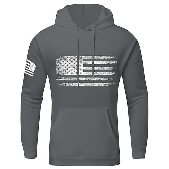 Rggeeun Mens Pullover Hoodies Men's Fashion Leisure Print Hooded Pullover Long Sleeve Drawstring Hooded Sweatshirt Tops Hoodies Fall Winter Comfy Casual