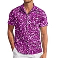 thumbnail image 1 of Rggeeun Mens Shirts Male Carnival Fashion Sequins Short Sleeve Lapel Button Down Shirt Top Comfort, 1 of 5