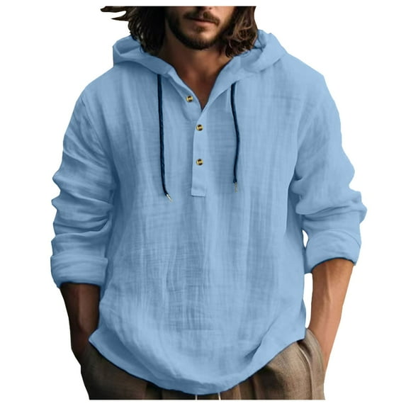 Rggeeun Mens Shirts Male Shirt Hooded Shirt Long Sleeve Casual Hooded Shirt For Spring Autumn Men Solid Color Comfort Tops