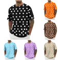 thumbnail image 1 of Rggeeun Mens T-Shirts Dots Pattern Short Sleeve Crew Neck Loose Fit Soft Breathable for Summer Office Wear Basic Tee,Black,Xl, 1 of 5
