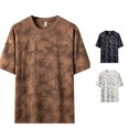 thumbnail image 1 of Rggeeun Mens Tee Shirts Tie-Dye Pattern Short Sleeve Crew Neck Loose Fit Soft Breathable for Summer Beach Wear Casual Tees,Brown,Xl, 1 of 4
