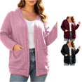 thumbnail image 1 of Rggeeun Oversized Cardigan Sweaters for Women Cable Knit Cardigan Long Sleeve Open Front Outerwear Casual Knit Tops with Pockets Office Wear Stylish,Red,3XL, 1 of 4