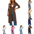 thumbnail image 1 of Rggeeun Oversized Cardigan Sweaters for Women Fall Cardigans Open Front Long Sleeve Coat Button Down Lightweight V Neck Outerwear Streetwear Stylish,Brown,S, 1 of 4