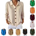 thumbnail image 1 of Rggeeun Oversized Cardigan Sweaters for Women Lightweight Cardigans Long Sleeve Ribbed Button Down Fall Knit Tops Lapel Collar Casual Outerwear Streetwear Comfort,Beige,S, 1 of 5