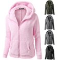 thumbnail image 1 of Rggeeun Oversized Cardigan for Women Fall Cardigans Long Sleeve Zip Up Outerwear Hooded Thermal Clothes with Pockets Travel Stylish,Pink,4XL, 1 of 3