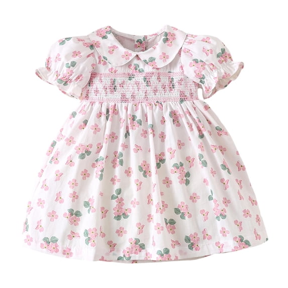 Rggeeun Pureborn Baby Toddler Girl Dress Short And Long Sleeve Cotton Playwear Dresses Comfort Casual O-Neck Sundress