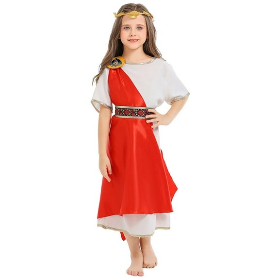 Rggeeun Roman Greek With Headband Toddler Kids Boys Halloween Dress Toga God Dresses Size 5 12 Adorable Casual O-Neck Sundress