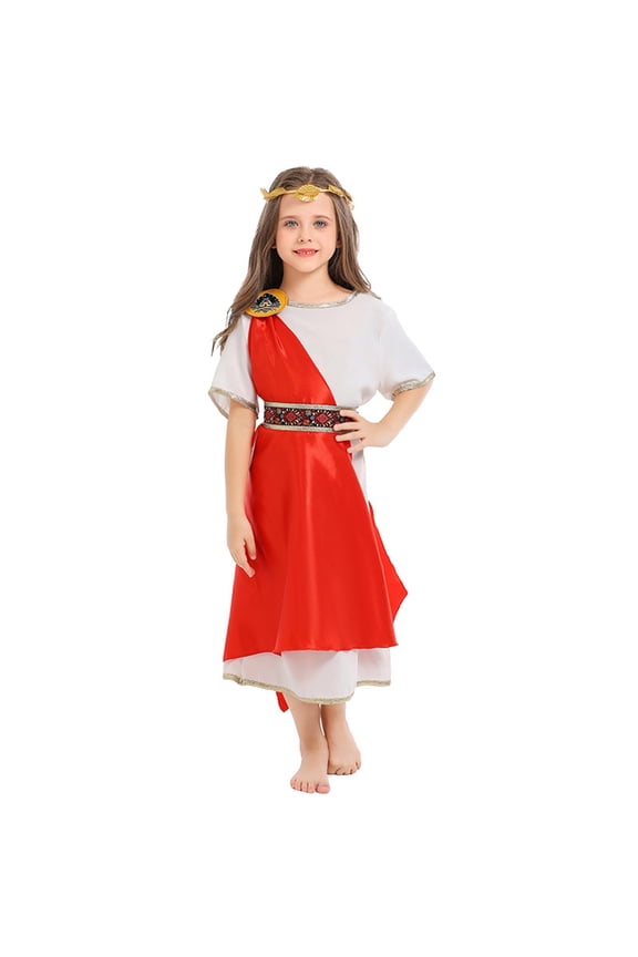 Roman Greek With Headband Toddler Kids Boys Halloween Dress Toga God Dresses Size 5 12 Classic Casual O-Neck Sundress