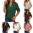 thumbnail image 1 of Rggeeun Short Sleeve Cardigan for Women Lightweight Cardigans Button Down Hollow-Out Knit Tops V Neck Casual Clothes Outdoor Activities Comfort,Green,L, 1 of 5