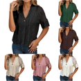 thumbnail image 1 of Rggeeun Short Sleeve Cardigan for Women Lightweight Cardigans Button Down Hollow-Out Knit Tops V Neck Casual Clothes Evening Party Leisure,Black,2XL, 1 of 5