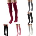 thumbnail image 1 of Rggeeun Slouchy Socks for Women Stretch Thigh High Socks Comfort Womens Socks Fall Winter Stockings Travel Elegant,Pink,One Size, 1 of 3
