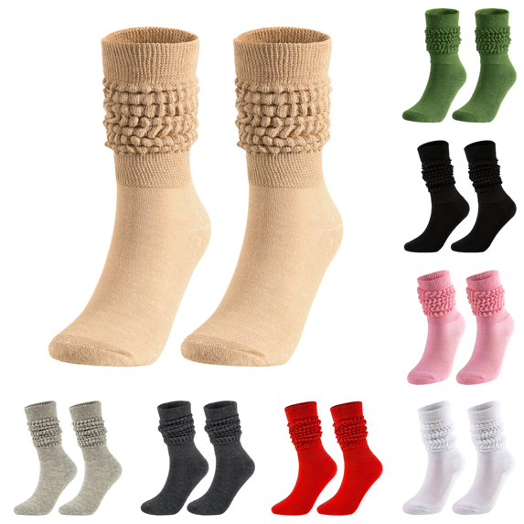 Rggeeun Slouchy Socks for Women Warm Stretch Womens Socks Knitted Knee High Socks Fall Winter Long Socks Play Sports Classic,Yellow,One Size