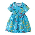 thumbnail image 1 of Rggeeun Summer Toddler Kids Dresses Girls Clothing Five Pointed Star Pattern Dress O-Neck Sundress Of Casual Dress Versatile O-Neck Sundress, 1 of 7