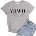 thumbnail image 1 of Rggeeun T-Shirts For Women Short Sleeve O-Neck Solid Color And Letter Printing Loose Top Shirt Cozy And Fashionable For Everyday Wear,Grey,L, 1 of 2