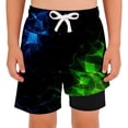thumbnail image 1 of Rggeeun Boys Swimwear Color Block 3D Style Swim Trucks With Drawstring Adjustable Elastic Relaxed Fit For Summer Splash Fun Casual Bathing Suit,Multicolour,9-10 Years, 1 of 4