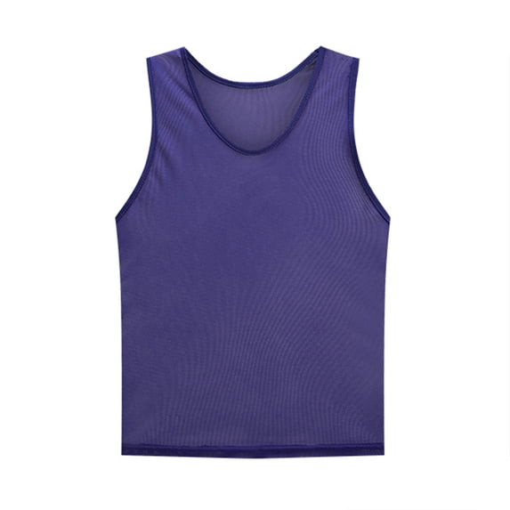 Rggeeun Teenage Boys T-Shirts Solid Color Sleeveless Crew Neck Vest Casual Stylish Fitness Sports Garment Loose Fit For Children Versatile Tee,Purple,3-9 Years