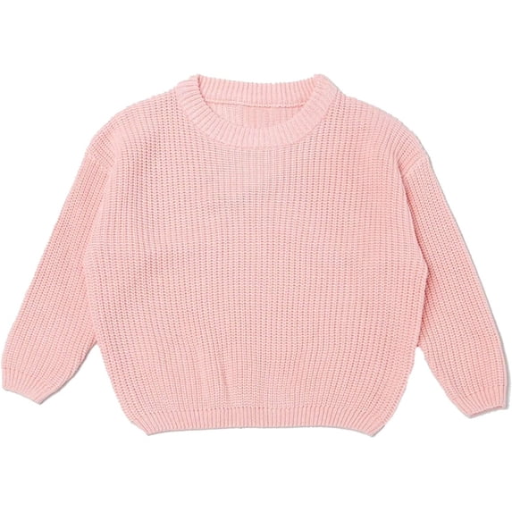 Rggeeun Teenage Girl Sweaters Personalised With Letter Embroidery Knitted Long Sleeve Crew Neck Knitwear Toddler Winter Clothing Children Autumn Classic Tops,Pink,2-3 Years