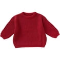 thumbnail image 1 of Rggeeun Teenage Girl Sweaters Personalised With Letter Embroidery Knitted Long Sleeve Crew Neck Knitwear Toddler Winter Clothing Children Autumn Classic Tops,Red,6-7 Years, 1 of 3