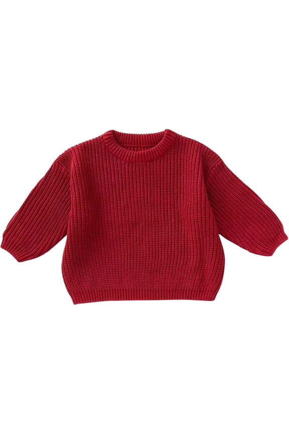 Teenage Girl Sweaters Personalised With Letter Embroidery Knitted Long Sleeve Crew Neck Knitwear Toddler Winter Clothing Children Autumn Classic Tops,Red,6T/120