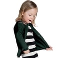 thumbnail image 1 of Rggeeun Teenage Girl Sweaters Solid Color Candy Style Cardigans Autumn Knitted Lapel Collar Long Sleeve Slim Fit With Buttons For Kids Classic Tops,Dark Green,6-7 Years, 1 of 4