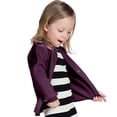 thumbnail image 1 of Rggeeun Teenage Girl Sweaters Solid Color Candy Style Cardigans Autumn Knitted Lapel Collar Long Sleeve Slim Fit With Buttons For Kids Classic Tops,Dark Purple,1Y/12-18M, 1 of 4