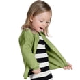 thumbnail image 1 of Rggeeun Teenage Girl Sweaters Solid Color Candy Style Cardigans Autumn Knitted Lapel Collar Long Sleeve Slim Fit With Buttons For Kids Classic Tops,Light Green,4-5 Years, 1 of 4