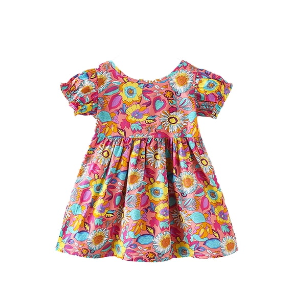 Rggeeun Toddler Baby Baby Girls Dresses Breathable Casual O-Neck Sundress