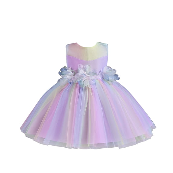 Rggeeun Toddler Baby Girls Spring Summer Dot Print Ruffle O-Neck Sleeveless Princess Dress Party Decorations Relaxed Fit Casual Sundress
