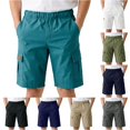 thumbnail image 1 of Rggeeun Toddler Boys Shorts Solid Color Cargo Elastic Waist With Flap Pockets Loose Fit Knee Length For Summer Everyday Use Versatile Bottoms,Blue,11-12 Years, 1 of 9