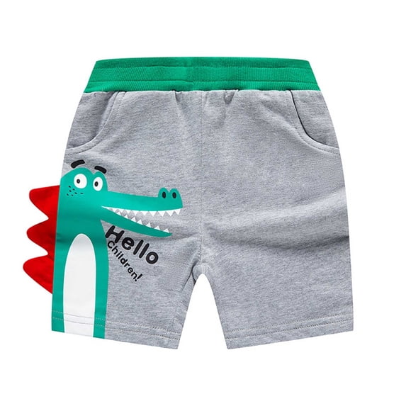 Rggeeun Toddler Boys Stylish Shorts Casual Crocodile Print Elastic Waist Classic Style For Summer Everyday Wear And Outdoor Activities,Light Gray,4-5 Years