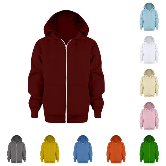 Rggeeun Toddler Boys Sweatshirt Hoodie Solid Color Front Zipper Cardigan Long Sleeve Hooded with Side Pocket Smooth Casual Lightweight for Fall Gym Elegant Tops,Red,3-4 Years