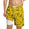 thumbnail image 1 of Rggeeun Toddler Boys Swimsuit Set Cartoon Fruit Pattern Double Layer Trunks Wide Leg Elastic Waist with Adjustable Tie Knee Length for Summer Splash Fun Sweet Beachwear,Multicolor,11-12 Years, 1 of 4