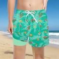 thumbnail image 1 of Rggeeun Toddler Boys Swimsuit Set Cute Watermelon & Coconut Tree Pattern for Summer Double Layer Elastic Waist with Adjustable Tie Wide Leg Water Activities Versatile Swim Wear,Green,7-8 Years, 1 of 3
