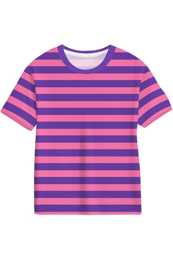 Toddler Boys T-Shirts Thin Striped Print Short Sleeve Casual Knit Crew Neck For Kids Youth Comfortable Blend Trendy Tops,Purple,3-4 Years
