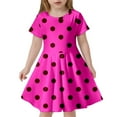 thumbnail image 1 of Rggeeun Toddler Children Fashion Polka Dot Print Slim Short Sleeved Dress Stylish Casual O-Neck Sundress, 1 of 4