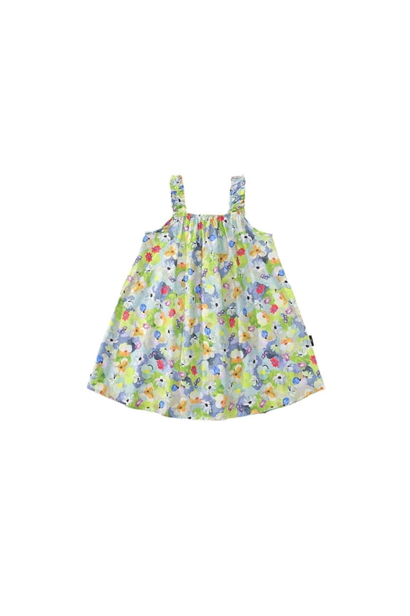 Toddler Cute Girls Summer Dresses For Casual Wear Floral Strap Design For Kids Spring Summer Birthday O-Neck Sundress