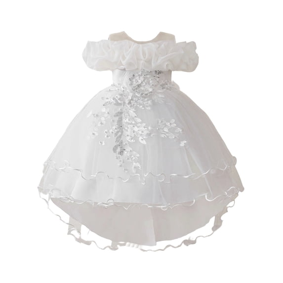 Rggeeun Toddler Dress For Girls Satin Girl Dress With Puffed Sleeves For Birthday Party Boho Casual O-Neck Sundress