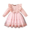 thumbnail image 1 of Rggeeun Toddler Elegant Girls Dress With Floral Lace Long Sleeve Party Gown For Baby Autumn Winter Holiday Celebration Comfort Casual O-Neck Sundress, 1 of 9