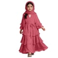 thumbnail image 1 of Rggeeun Toddler Elegant Three Layer Chiffon Dress With Waistband And Headscarf For Girls Celebration And Adorable Casual O-Neck Sundress, 1 of 5