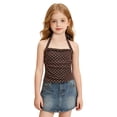 thumbnail image 1 of Rggeeun Toddler Girls Blouse Cute Dots Pattern Backless Halter Spaghetti Strap Camisole Bowknot Slim Fit Lightweight for Summer Party Night Leisure Tops,Black,8-9 Years, 1 of 9