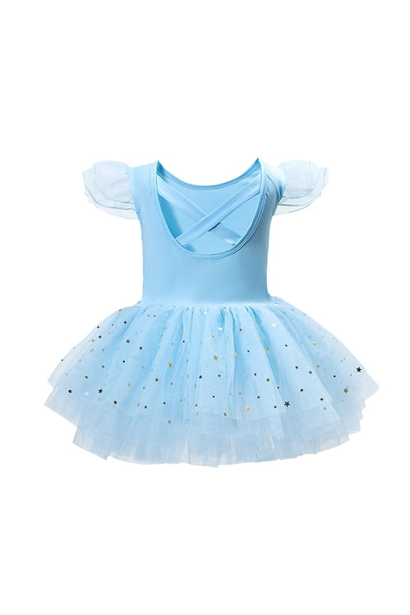 Toddler Girls Dance Dress Ballet Practice Tutu Skirt Performances And Recitals Autumn Training Wear With Flared Design Cute Casual O-Neck Sundress