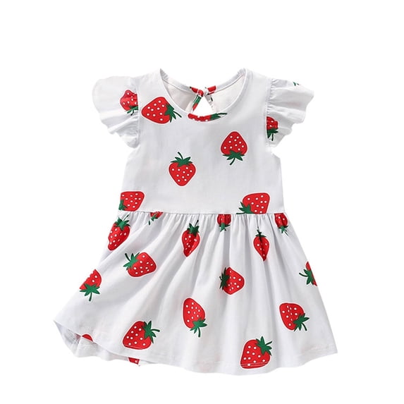 Rggeeun Toddler Girls Dress Summer Floral Printing Princess Dress Beach Dress Children Dress Cute Casual O-Neck Sundress