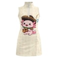 thumbnail image 1 of Rggeeun Toddler Girls Dresses Cartoon Animal Pattern Sleeveless Crew Neck Keyhole Zipper Knee Length Lightweight Slim Fit For Evening Party Casual Playwear,Beige,12-13 Years, 1 of 6
