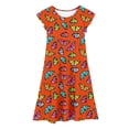 thumbnail image 1 of Rggeeun Toddler Girls Dresses Casual Party Flutter Sleeve Colorful Print Tiered Dress For Kids Comfortable Stretchy Waist Spring Summer Fall Dresses Cute O-Neck Sundress, 1 of 6