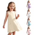 thumbnail image 1 of Rggeeun Toddler Girls Dresses Cute Plaid Pattern Loose Sleeveless Crew Neck Flowy Breathable with Side Pockets Above Knee for Summer Play Sports Classic Playwear,Yellow,4-5 Years, 1 of 4