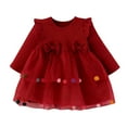 thumbnail image 1 of Rggeeun Toddler Girls Long Sleeve Party Dress Elegant Gown For Autumn Formal Occasions And Special Events Classic Casual O-Neck Sundress, 1 of 9