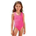 thumbnail image 1 of Rggeeun Toddler Girls One-Piece Solid Color Ribbed Wide Straps U Back Square Neck Knit Slim Fit Elastic for Summer Pool Party Versatile Swimwear,Red,3-4 Years, 1 of 9