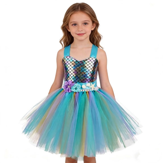 Rggeeun Toddler Girls Party Dress Elegant Long Sleeve Tutu Gown For Birthday Celebration Pageant Holiday Formal Occasion Relaxed Fit Casual O-Neck Sundress